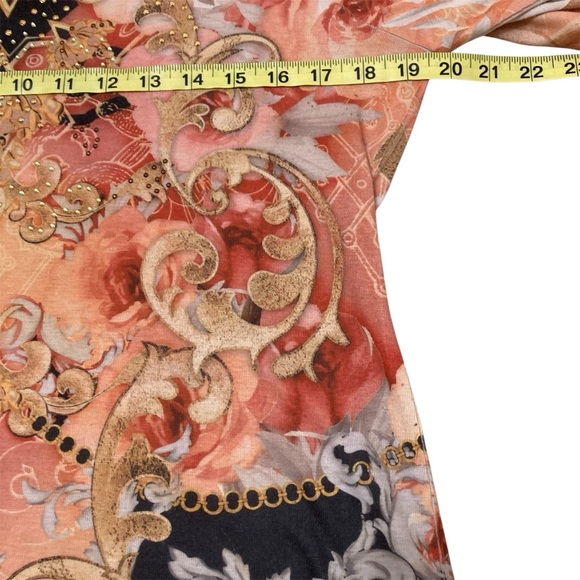 Vintage Y2K 90’s Baroque Floral Rhinestone Abstract Top Womens Medium Maximalist - Picture 8 of 8